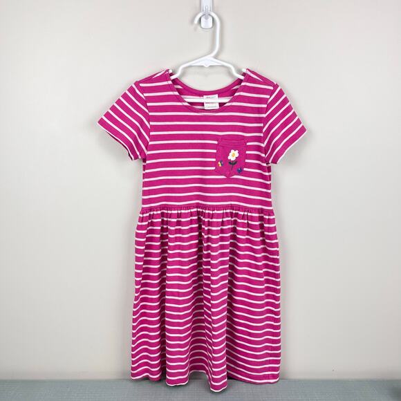 Hanna Andersson Stripe Jersey Dress Pink Peony 120 cm 6-7 - Picture 1 of 5